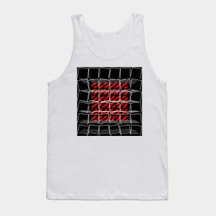 VİVİD red and black 3D labyrinth and maze in the style of David Hockney Tank Top